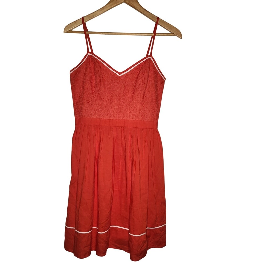 LAUREN CONRAD Slip Mini Dress Womens 4 Orange Red Stretch Spaghetti Strap